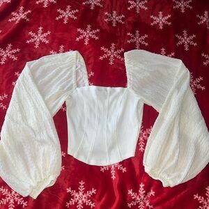 Urban Outfitters Cream Puff Sleeve Blouse
